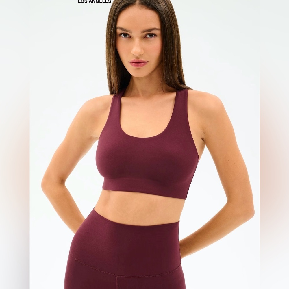 Splits59 Sara Airweight Bra Medium Dark Cherry Racerback Workout Yoga Pilates